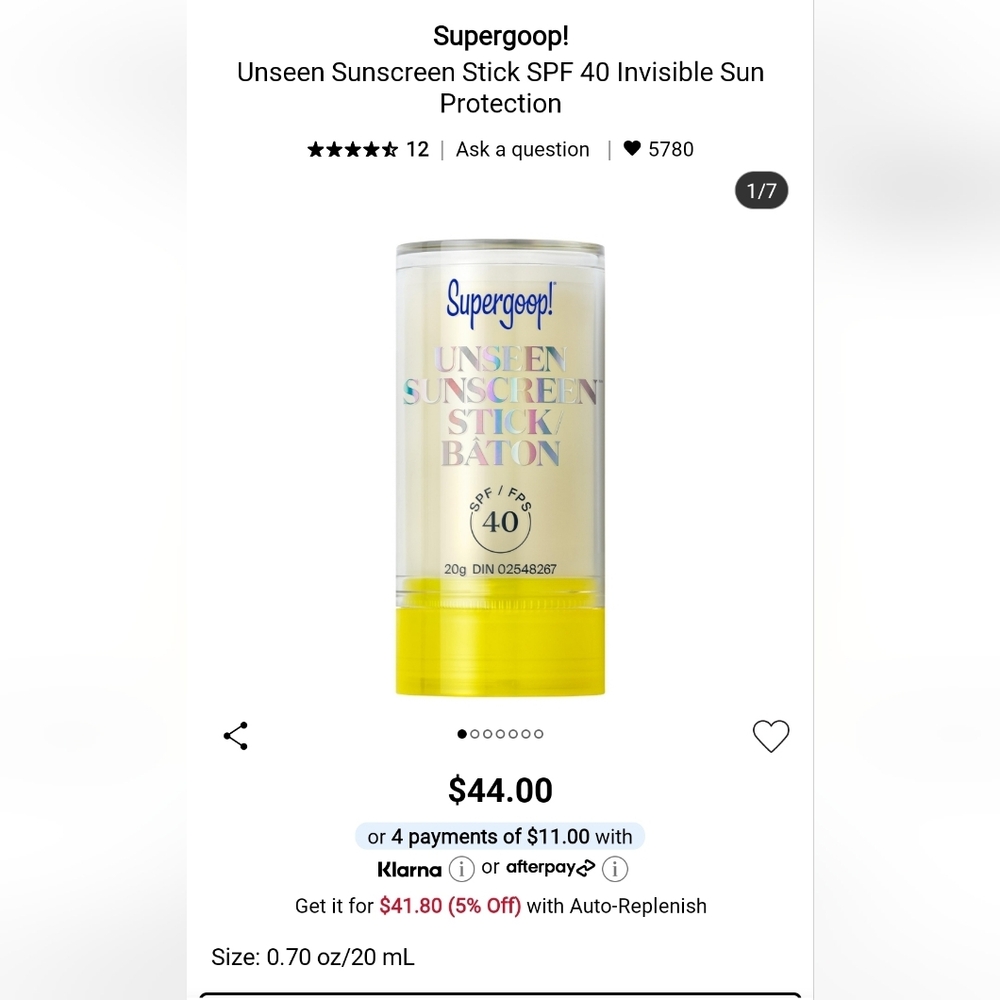 Supergoop! Unseen Sunscreen Stick